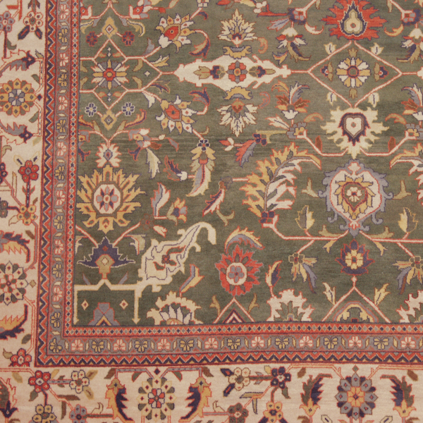 Hand knotted Sage green carpet