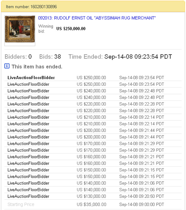 Bidder History on "Abyssinian Rug Merchant"