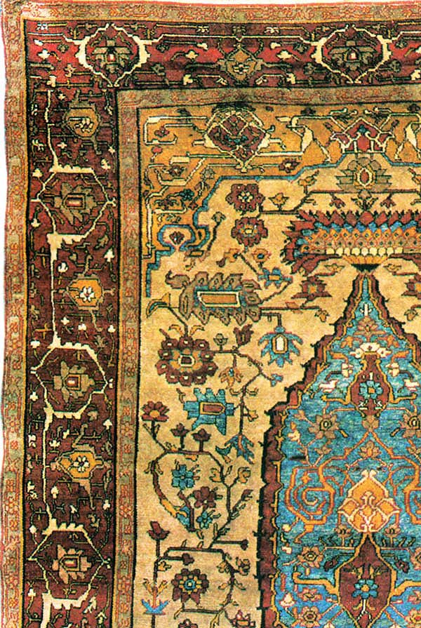 Front of Antique Silk Heriz Persian Rug