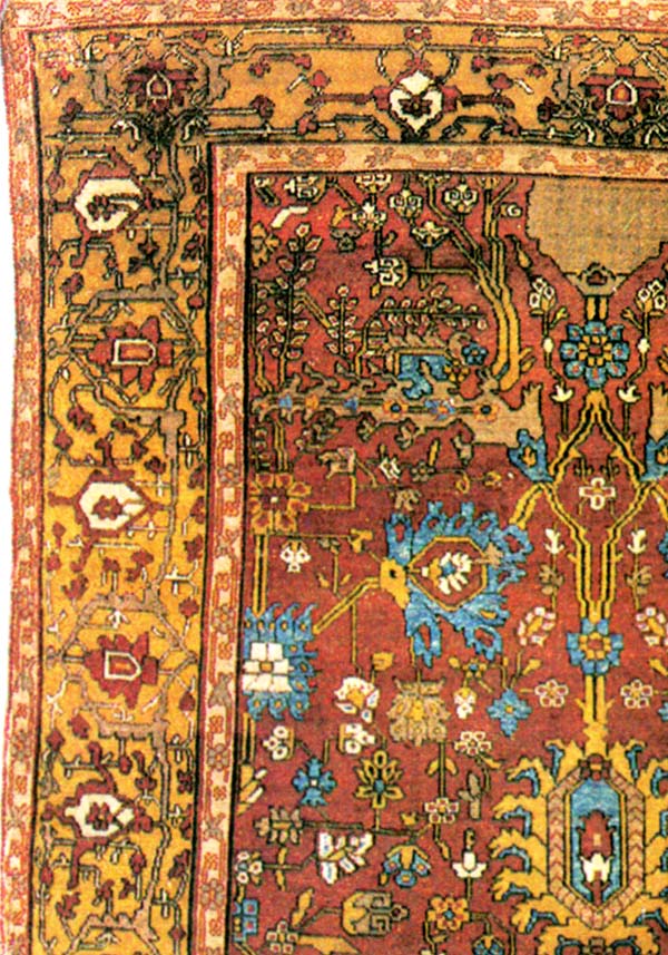Antique silk Heriz Corner (Reverse Side)