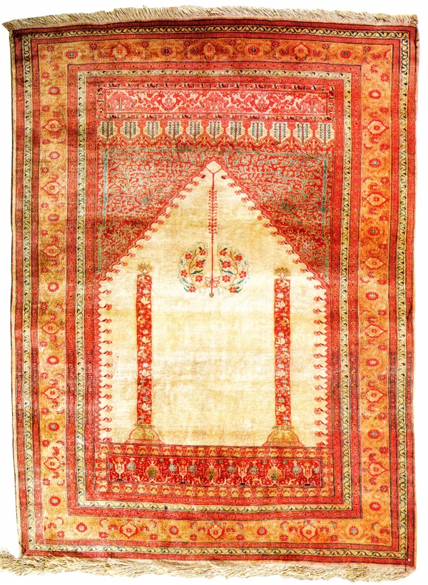 Lot 170, Silk Tabriz Prayer Rug circa 1900