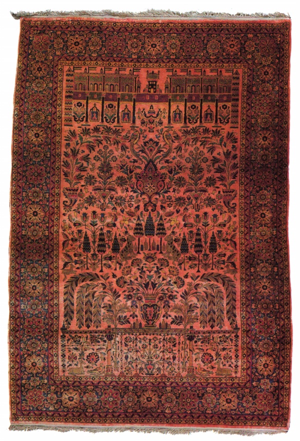 Silk Kashan Persian Prayer Rug