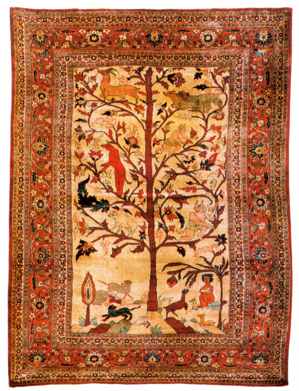 Antique Silk on Silk Heriz Persian Carpet circa 1875
