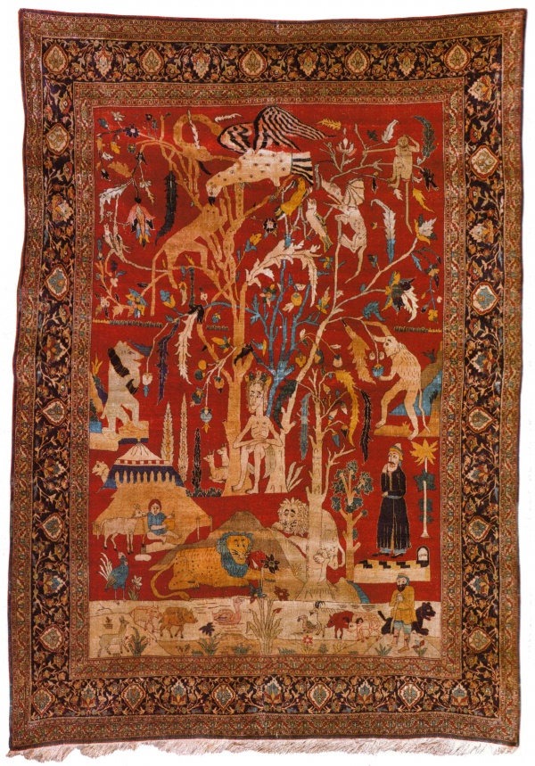 Antique Fantasy Tabriz, silk on silk with rare and unusual design