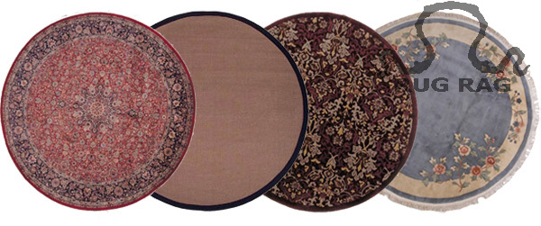 Left to Right: Perisan Design w/ Medallion, Sisal Round with 2" binding, European Design, Chinese 90 line Floral
