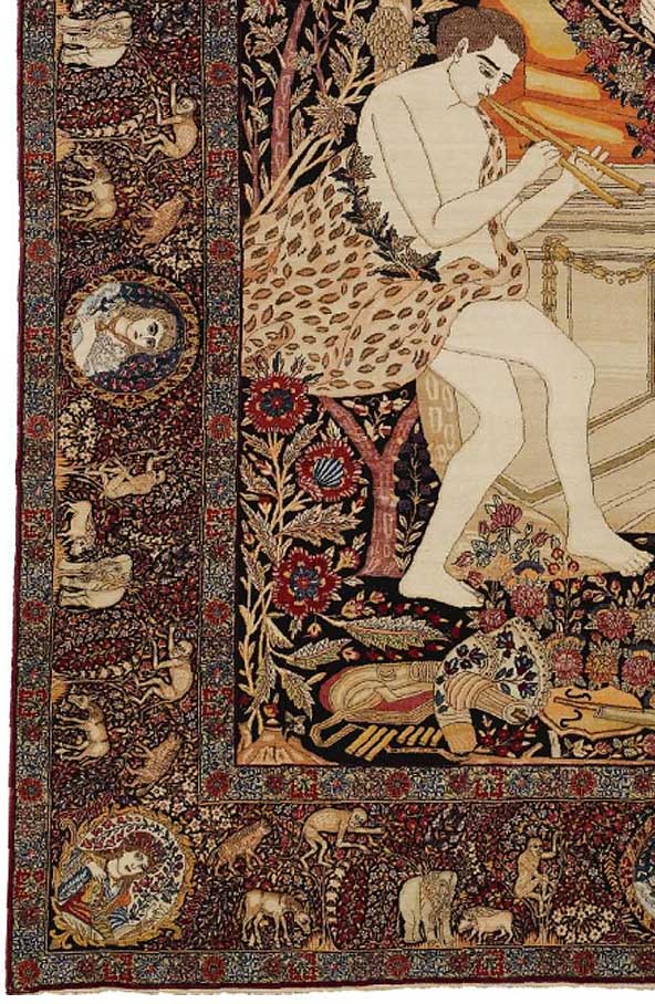 Detail Laver Kirman Circa 1910 Persian Rug