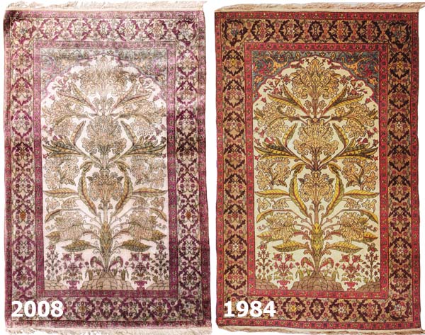 Silk Kashan Prayer Rug, 2008 vs. 1984