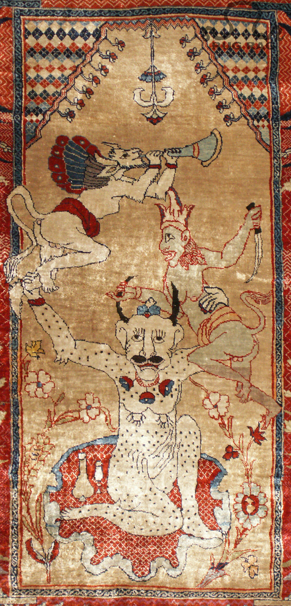 Unusual Pictorial of female and male Anatomy in Silk Carpet