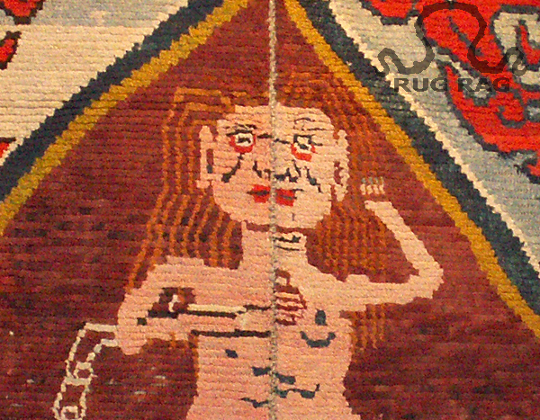 Antique Tantric Carpet, Female Effigy Chained