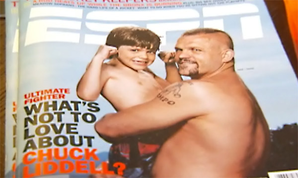 Chuck Liddell and his son on ESPN magazine