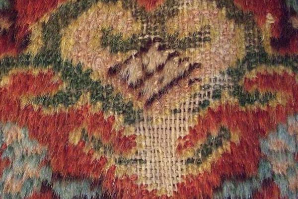 Oriental Rug with Significant Wear down to the Foundation: Threadbare