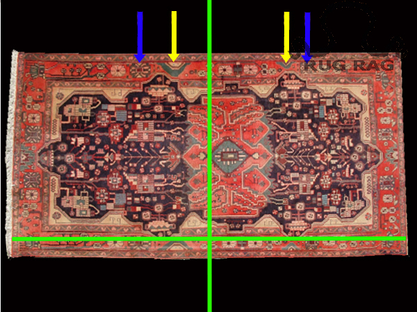 Offcenter medallion and heavy scaling on one side of the rug
