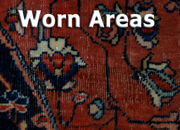 Thin/worn areas of a Persian Rug: knot heads