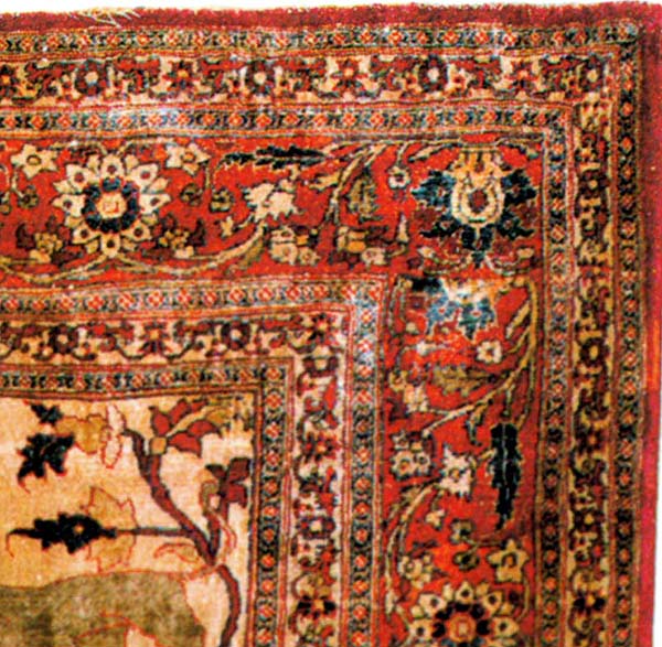 border of silk heriz antique rug