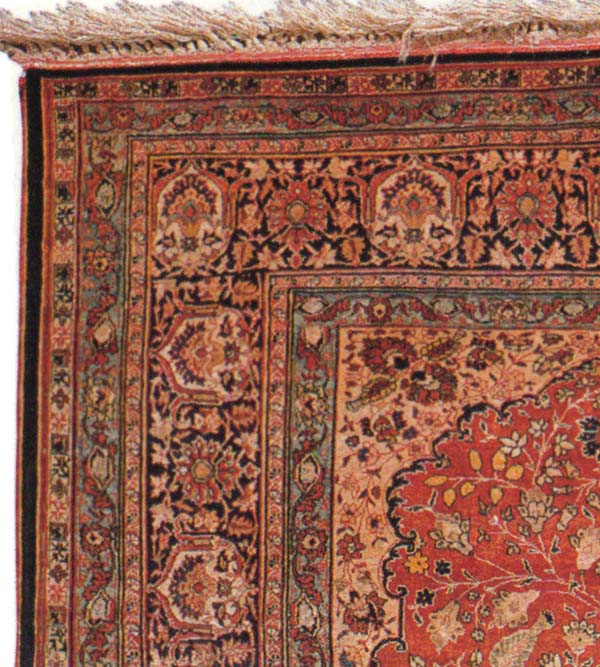 Red Prayer Rug Detail Border, Antique Persian Silk