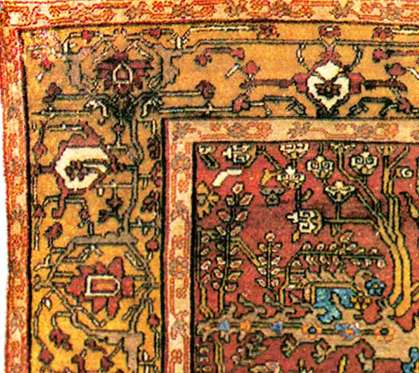 Silk on Silk Antique Persian Heriz Border