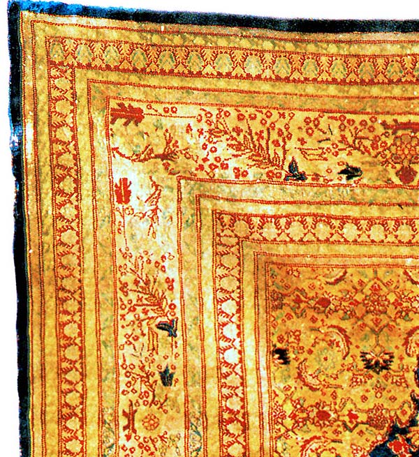 Corner of Silk Tabriz Antique Persian Rug