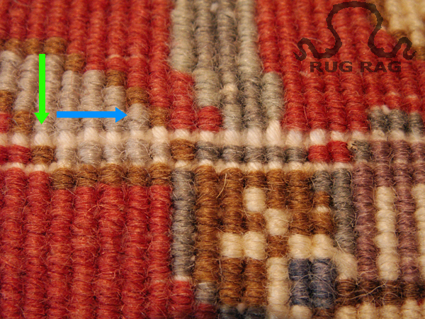 Missing weft with knots missing