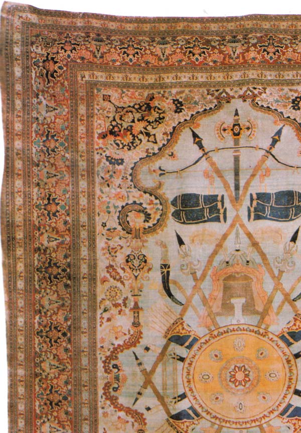 Silk On Silk Persian Heriz Antique Carpet Rare and Important (Very Large Size)