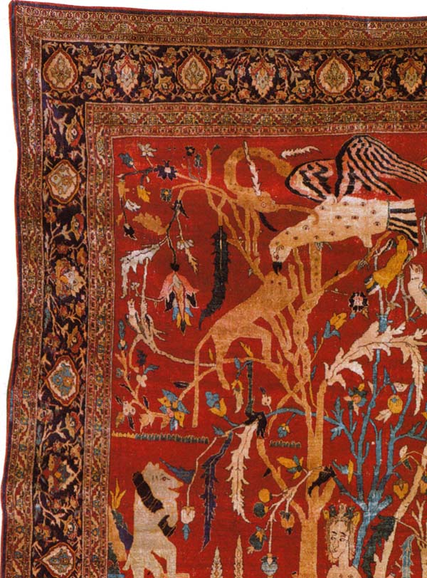 Mythological Silk Tabriz Carpet, Antique "Fantasy"
