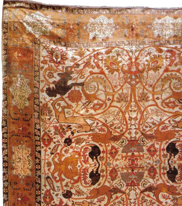 Fantasy Silk Persian Heriz Carpet Detail