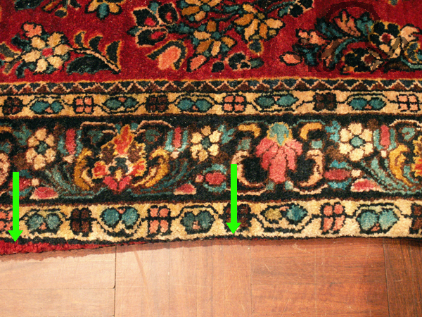 Semi antique Sarouk Persian Rug with hard curled edges