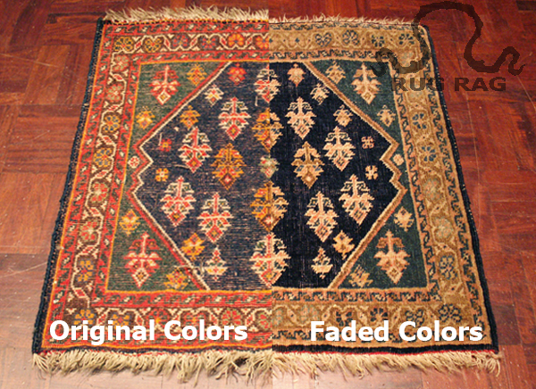 Original colors on the left, Faded, oxidized areas on the Right