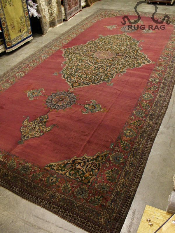 Angle View of Large Antique Oriental Carpet
