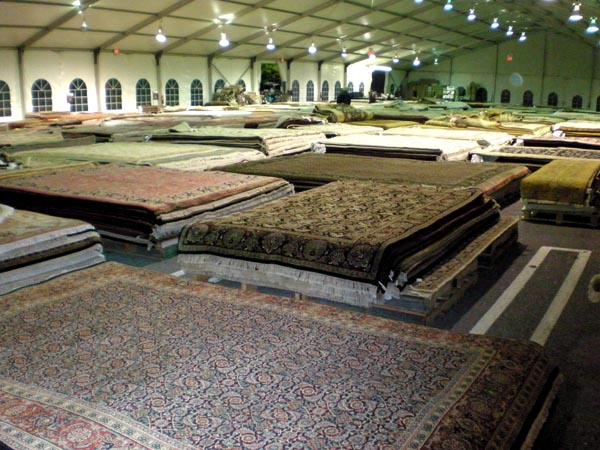 Inside the Sea of Carpets: Tent Sale in Progress