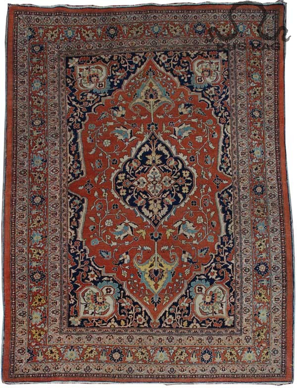Antique Hadji Jalili Persian Area Rug