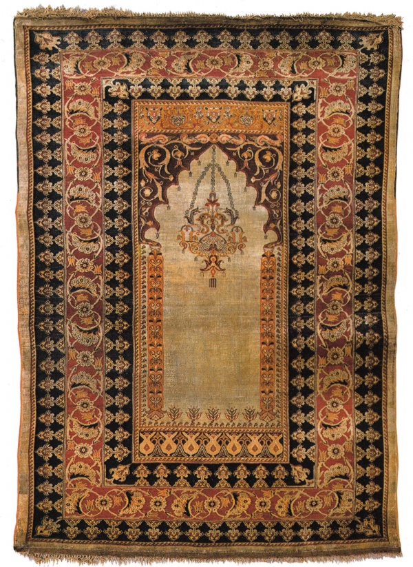 Antique Turkish Prayer Rug, Silk on Silk