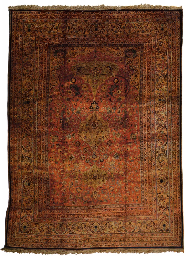 Lot 157, Silk Tabriz Persian Prayer Carpet Circa 1875