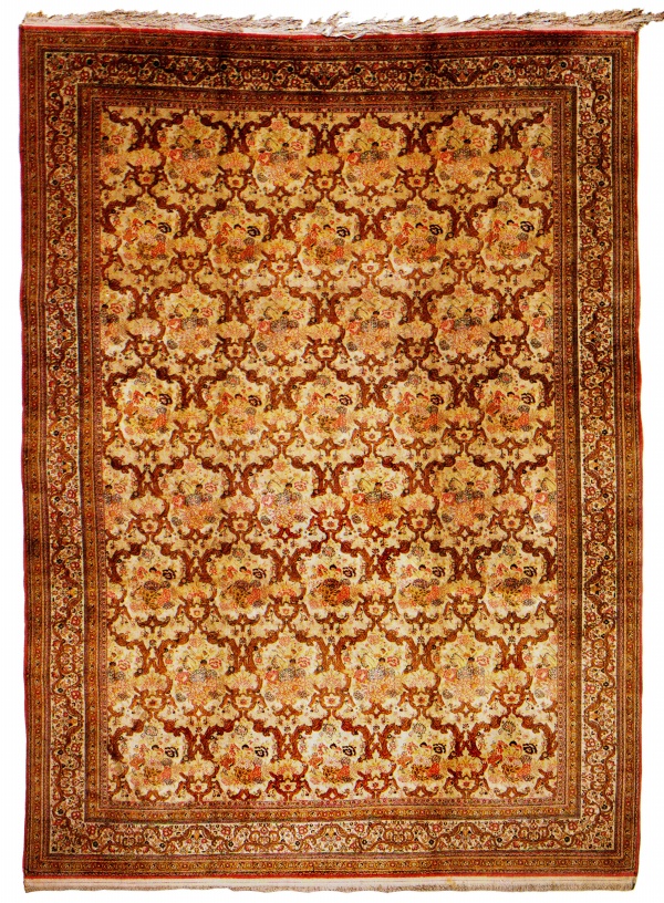 Lot 186: Post WWII Silk Qum Carpet