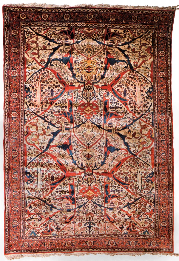 Lot 201 Rare Silk Tabriz Carpet with arabeques