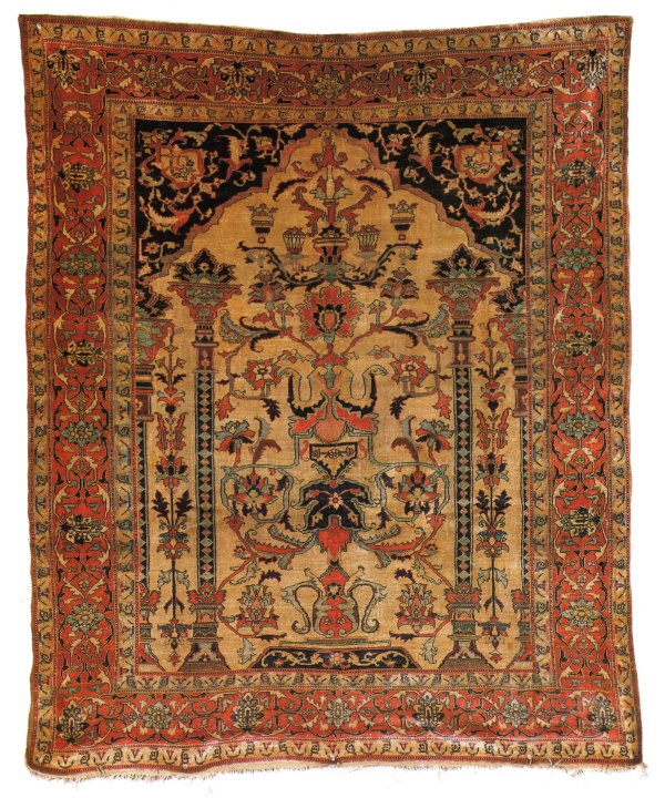 Silk Heriz Prayer Rug Circa 1875