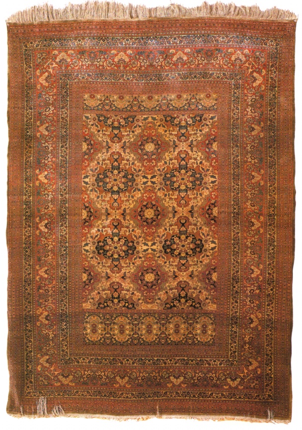 Allover Silk Heriz Rug, Antique Persian 