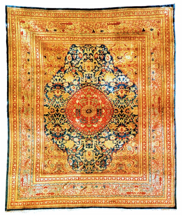 Antique Silk Persian Tabriz Medallion Rug