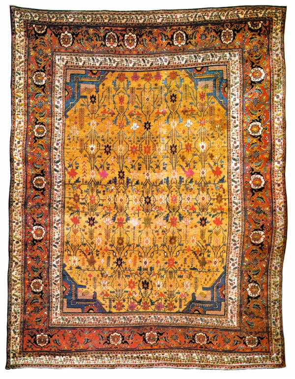 Antique Silk Persian Heriz Rug