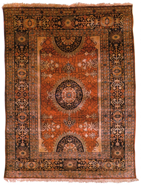 Antique Silk Heriz Persian Rug Circa 1875