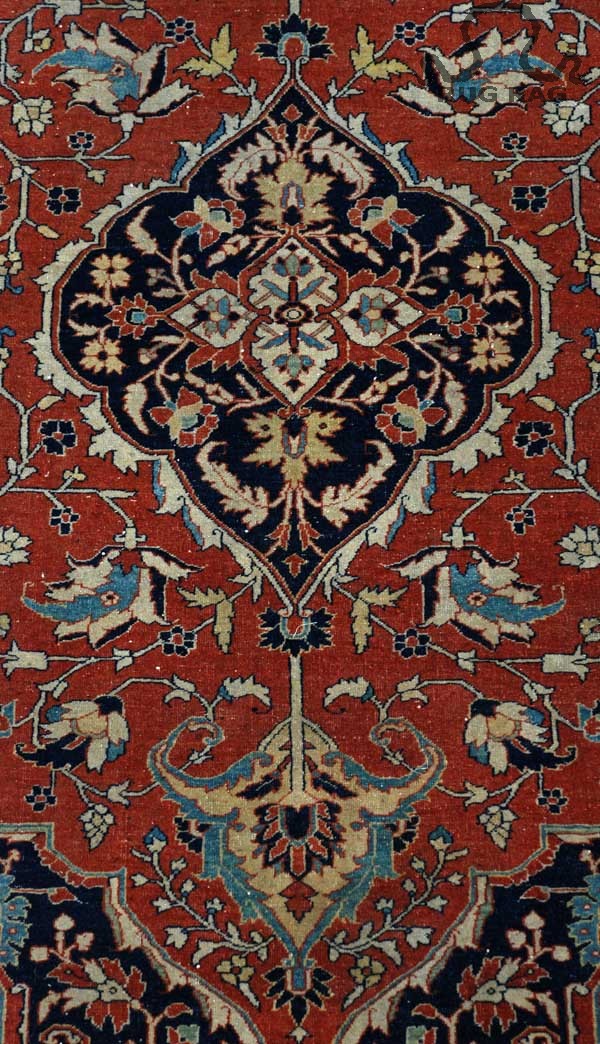 Antique Hadji Jalil Persian wool rug Medallion