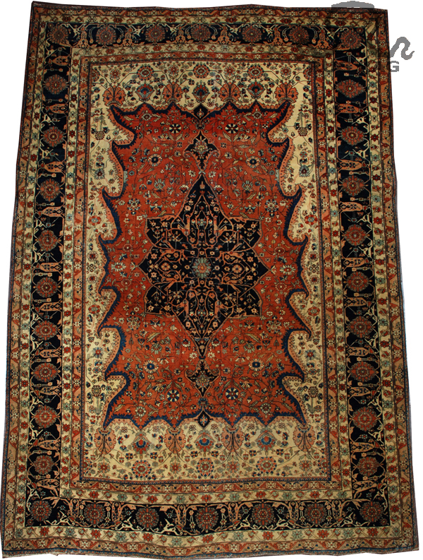Wool Mohtasham Kashan rug, approximately 140 years old