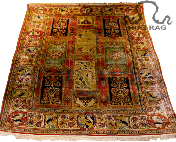 Antique silk on silk Heriz Fantasy Carpet