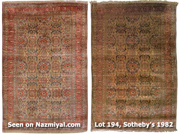 Nazmiyal Silk Heriz 2008 vs. Sotheby's Silk Heriz Lot 1982 