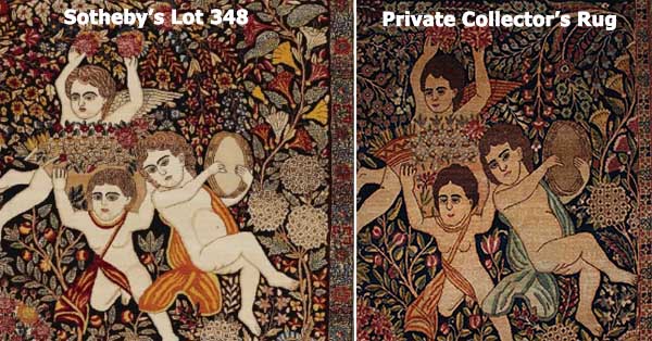 Cherub Comparison Between Sotheby's Lot and Private Collector's Rug