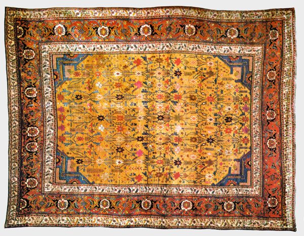 Antique Silk Heriz Rug with allover field