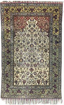 SILK FEREGHAN PRAYER RUG 