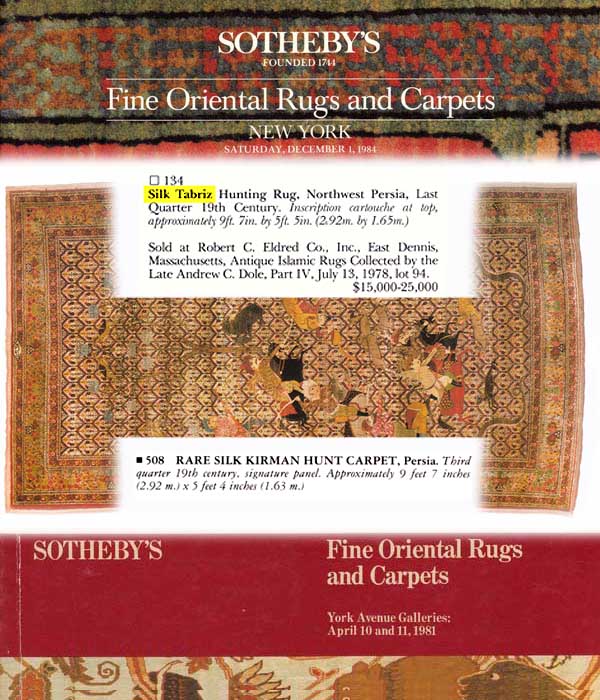 hunt rug, Silk Kerman or Silk Tabriz