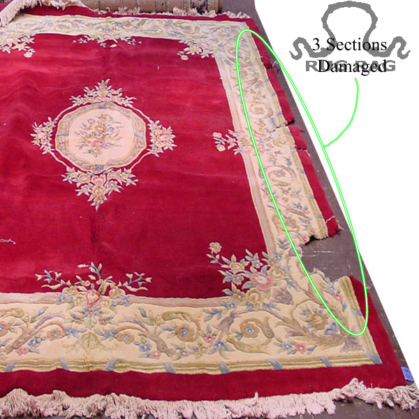 Heavy Border damage to a Indian interpretation of an Aubusson Design