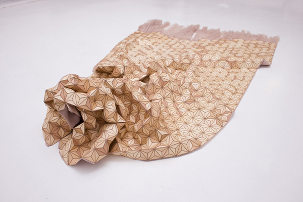 Half Folded Half Flat Wood Rug